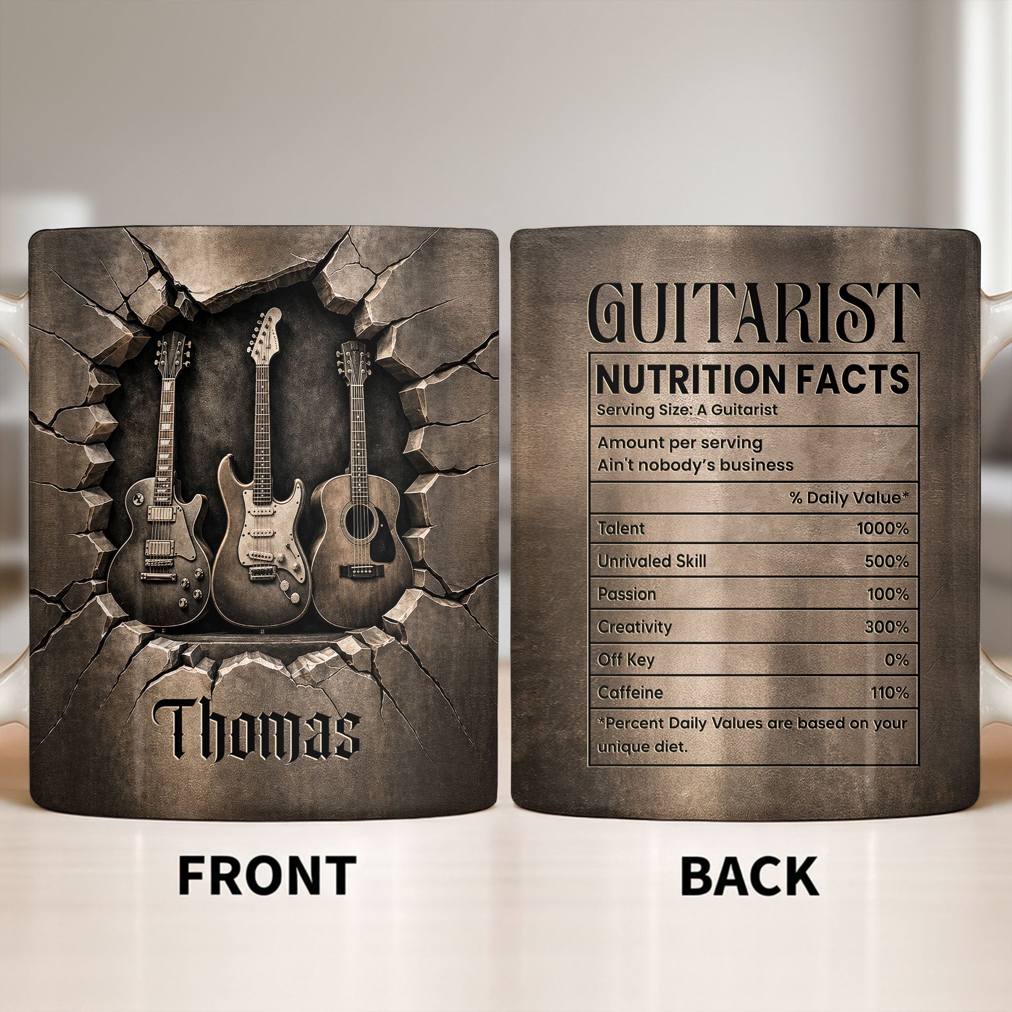 Personalized Music Mug Custom Gift for Guitar Lovers Dad