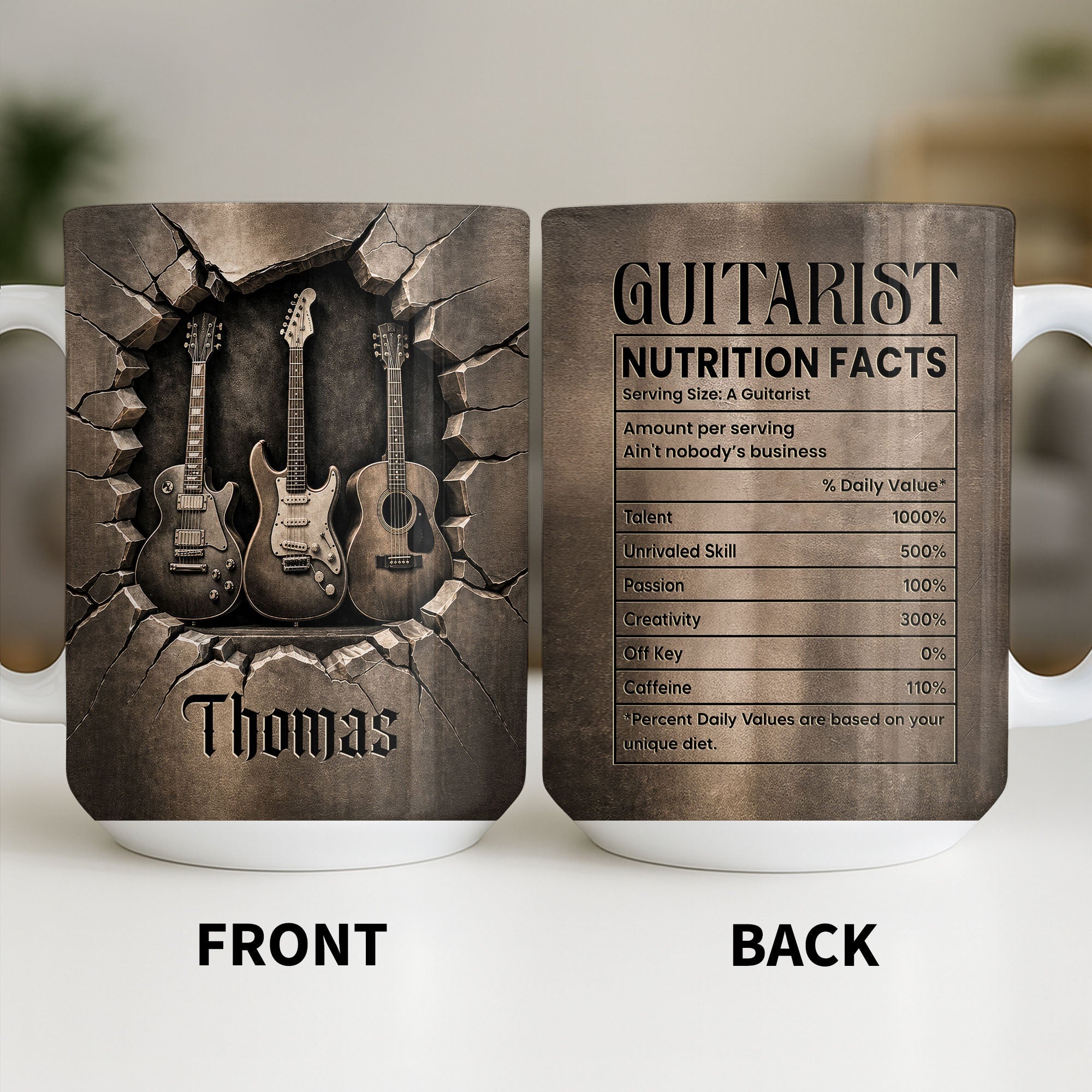 Personalized Music Mug Custom Gift for Guitar Lovers Dad