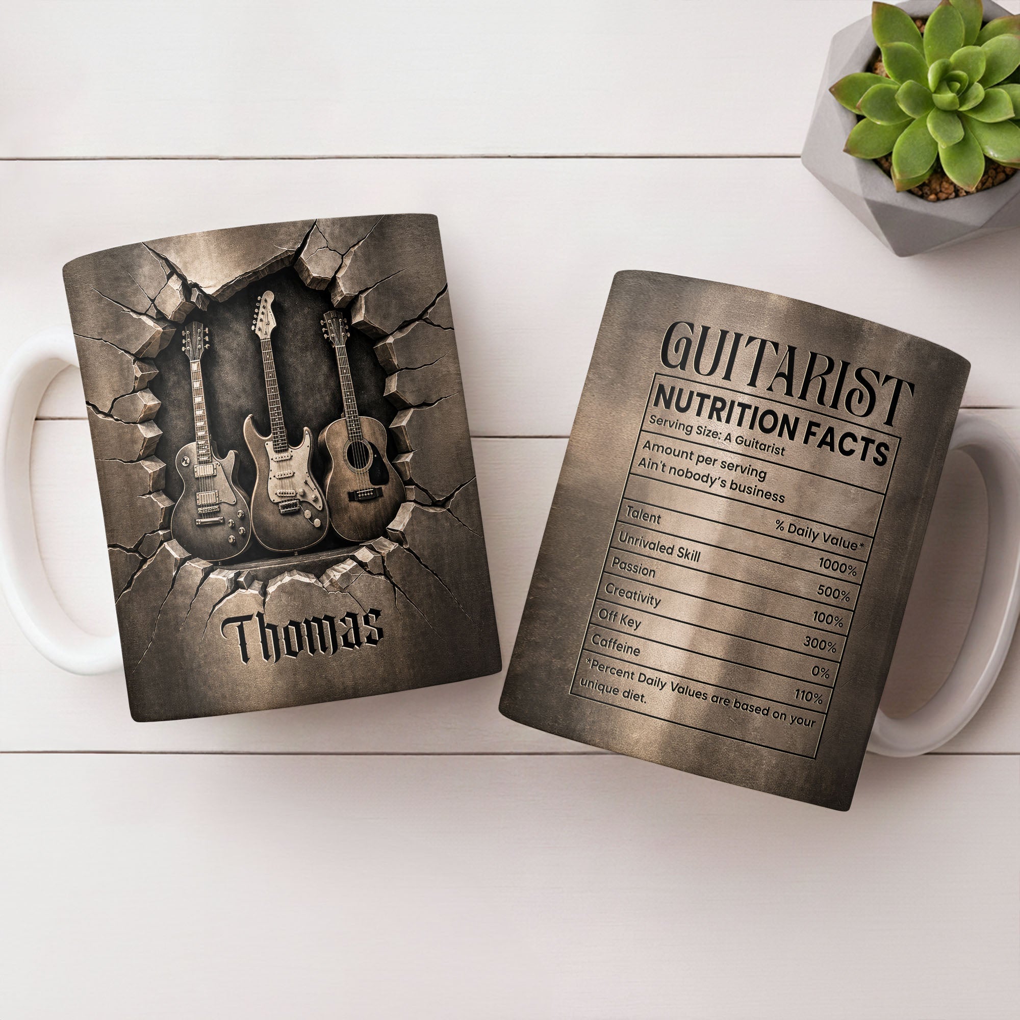 Personalized Music Mug Custom Gift for Guitar Lovers Dad