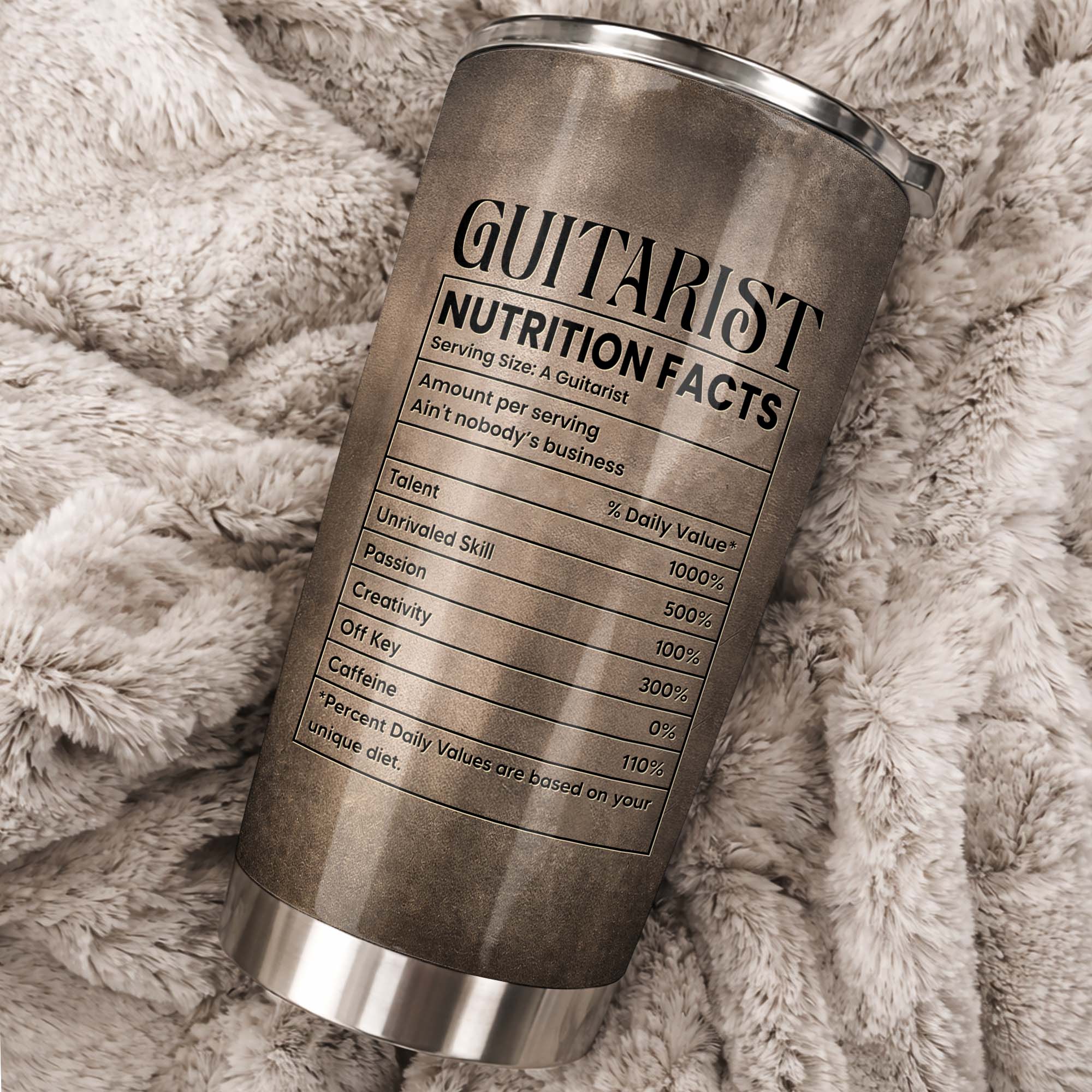 Personalized Stainless Steel Tumbler with Guitar Design Custom Gift for Dad
