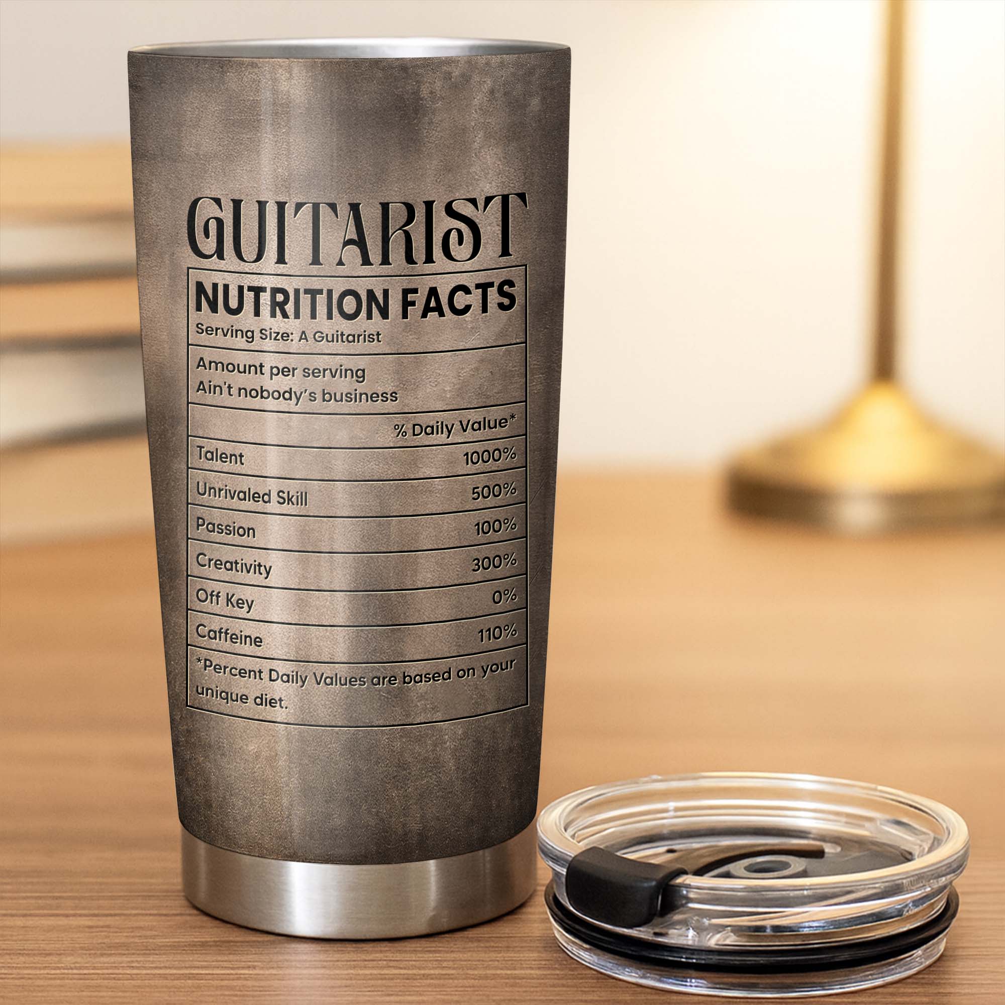 Personalized Stainless Steel Tumbler with Guitar Design Custom Gift for Dad