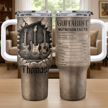 Load image into Gallery viewer, Personalized Guitarist Nutrition Facts Tumbler Custom Name 40oz Gift for Music Lovers
