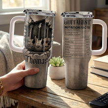 Load image into Gallery viewer, Personalized Guitarist Nutrition Facts Tumbler Custom Name 40oz Gift for Music Lovers
