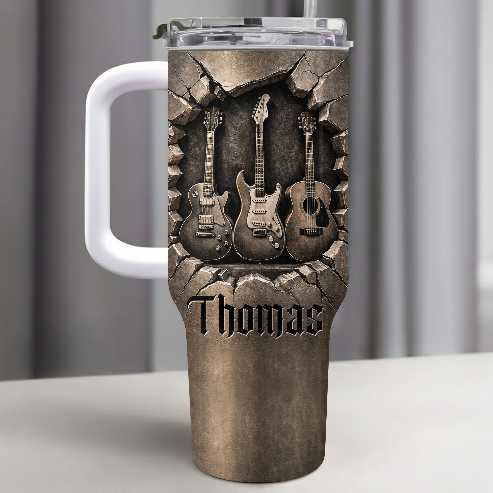 Personalized Guitarist Nutrition Facts Tumbler Custom Name 40oz Gift for Music Lovers