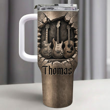 Load image into Gallery viewer, Personalized Guitarist Nutrition Facts Tumbler Custom Name 40oz Gift for Music Lovers
