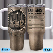 Load image into Gallery viewer, Personalized Guitarist Nutrition Facts Tumbler Custom Name 40oz Gift for Music Lovers
