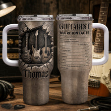 Load image into Gallery viewer, Personalized Guitarist Nutrition Facts Tumbler Custom Name 40oz Gift for Music Lovers
