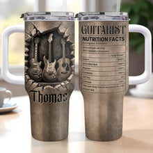 Load image into Gallery viewer, Personalized Guitarist Nutrition Facts Tumbler Custom Name 40oz Gift for Music Lovers
