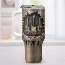 Load image into Gallery viewer, Personalized Guitarist Nutrition Facts Tumbler Custom Name 40oz Gift for Music Lovers
