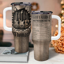 Load image into Gallery viewer, Personalized Guitarist Nutrition Facts Tumbler Custom Name 40oz Gift for Music Lovers
