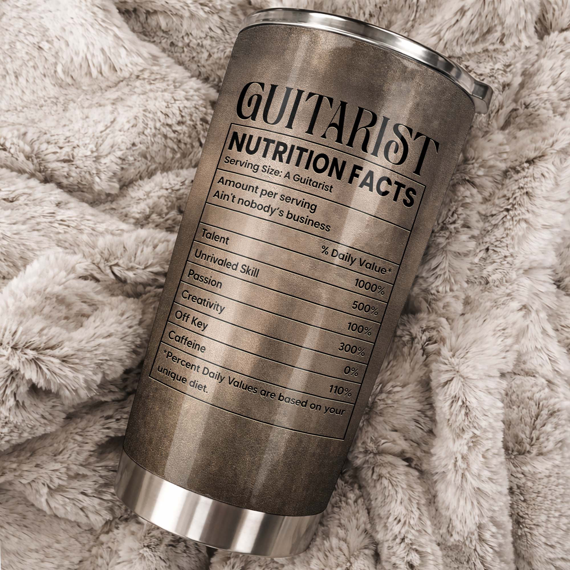 Personalized Guitarist Nutrition Facts Tumbler 20oz Gift for Him