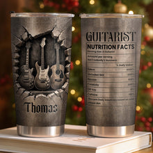 Load image into Gallery viewer, Personalized Guitarist Nutrition Facts Tumbler 20oz Gift for Him
