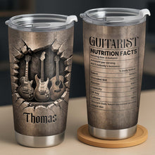 Load image into Gallery viewer, Personalized Guitarist Nutrition Facts Tumbler 20oz Gift for Him
