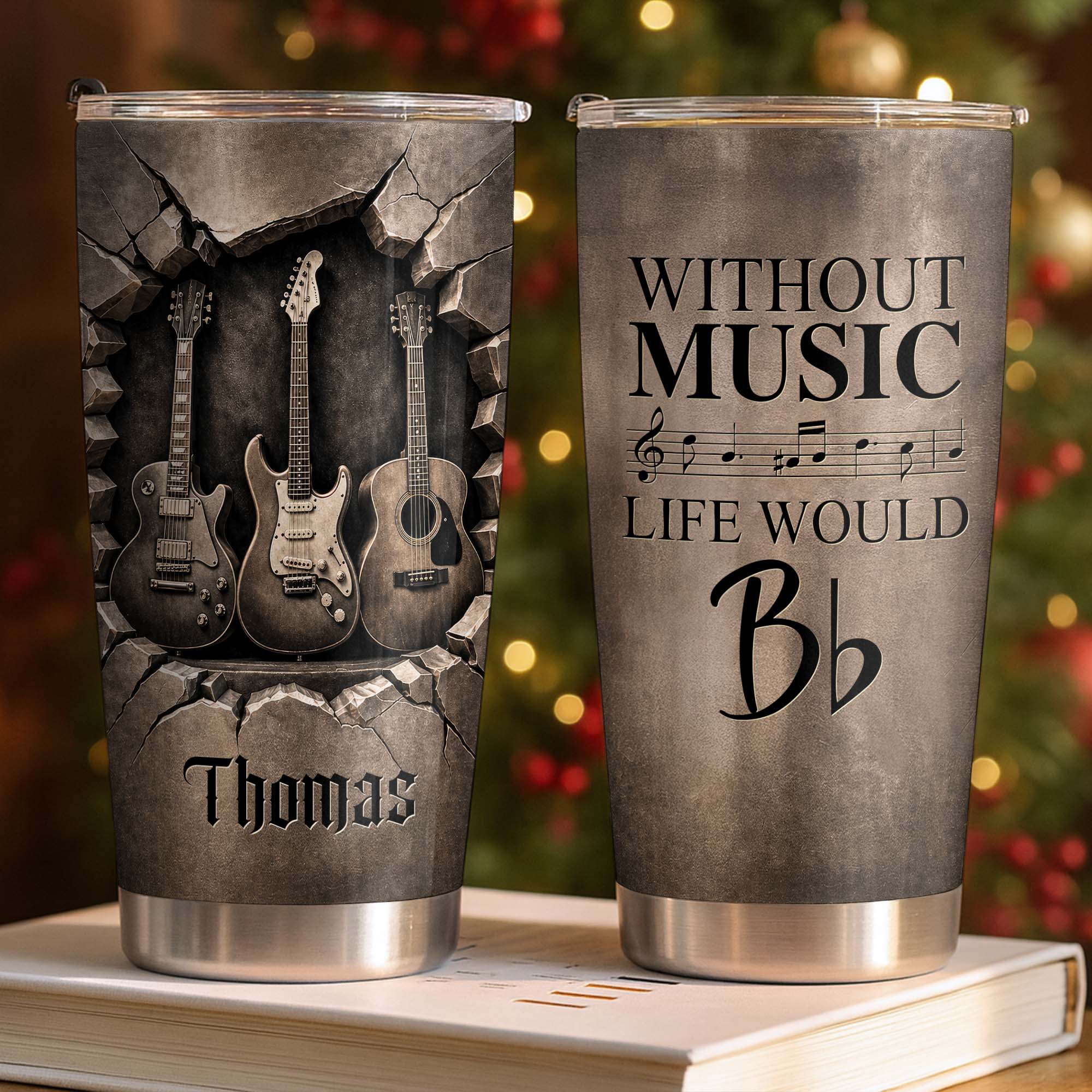 Personalized Music Tumbler Custom Name Gift for Dad 20oz 30oz