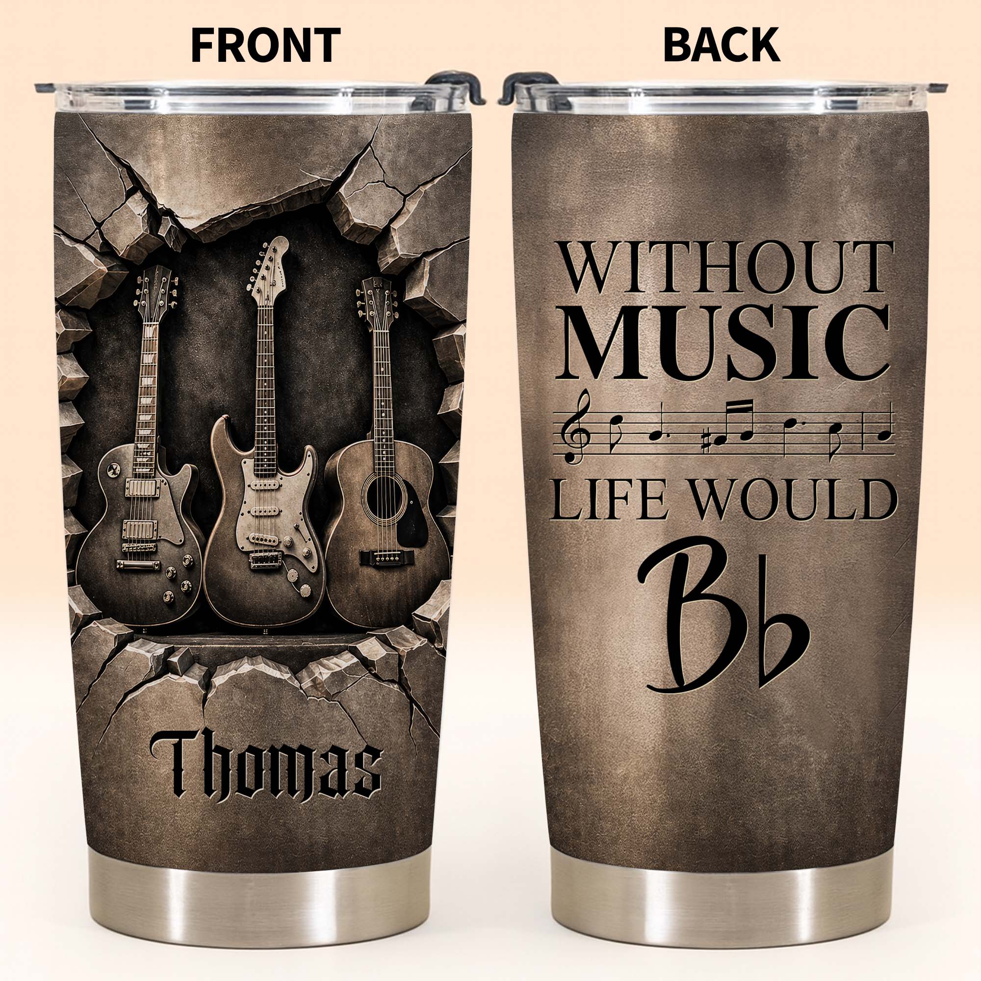 Personalized Music Tumbler Custom Name Gift for Dad 20oz 30oz