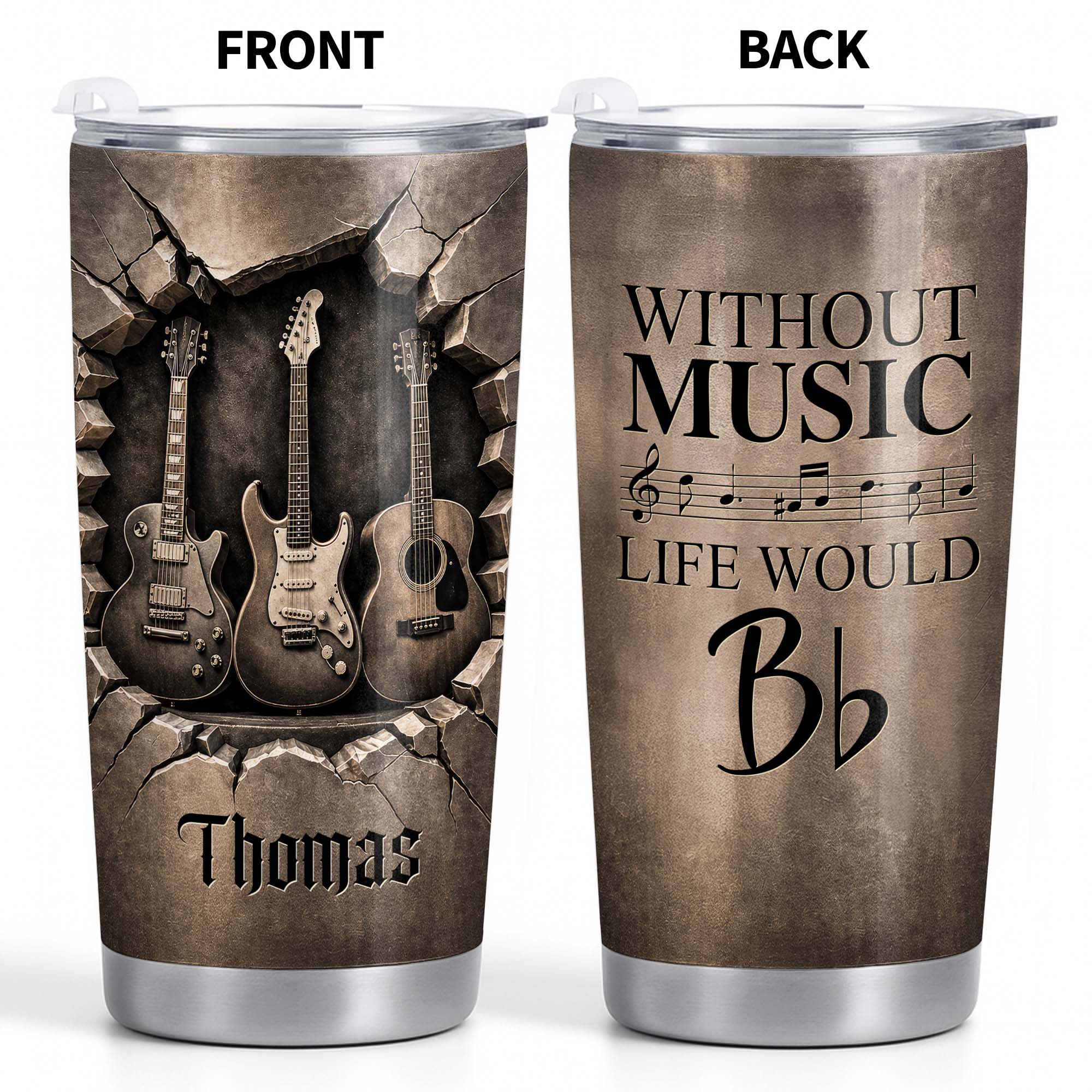 Personalized Music Tumbler Custom Name Gift for Dad 20oz 30oz