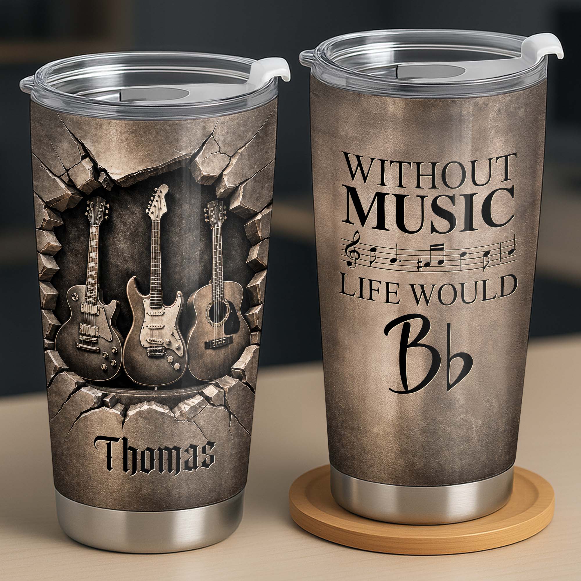Personalized Music Tumbler Custom Name Gift for Dad 20oz 30oz