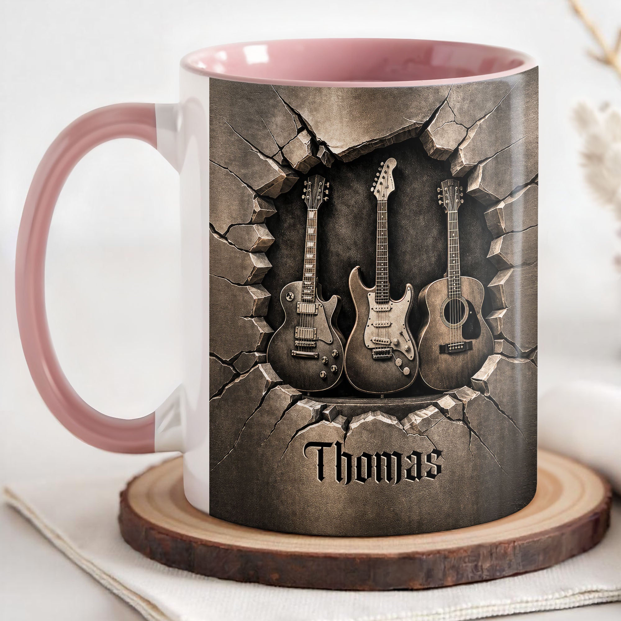 Personalized 3D Guitar Accent Mug Custom Gift for Music Lovers