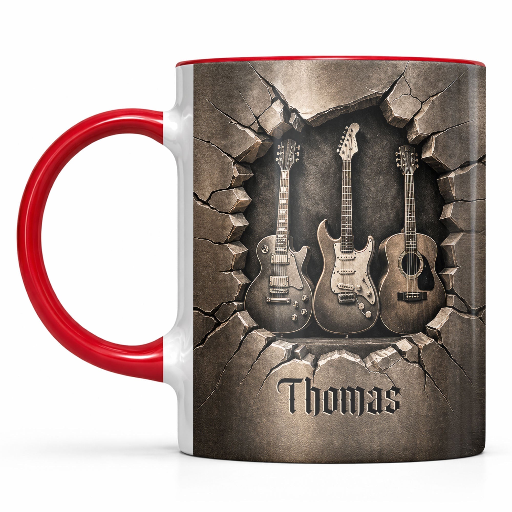 Personalized 3D Guitar Accent Mug Custom Gift for Music Lovers