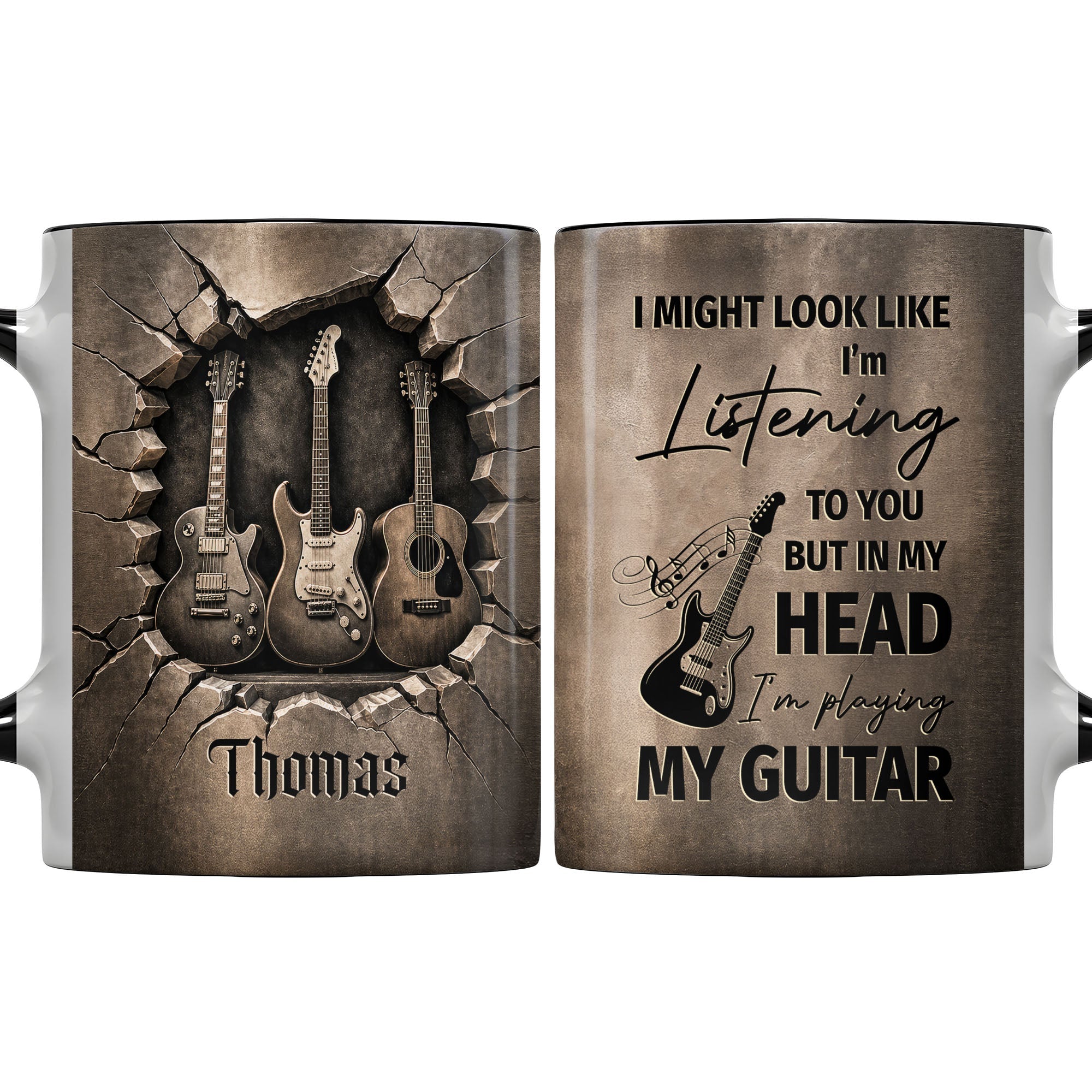 Personalized 3D Guitar Accent Mug Custom Gift for Music Lovers