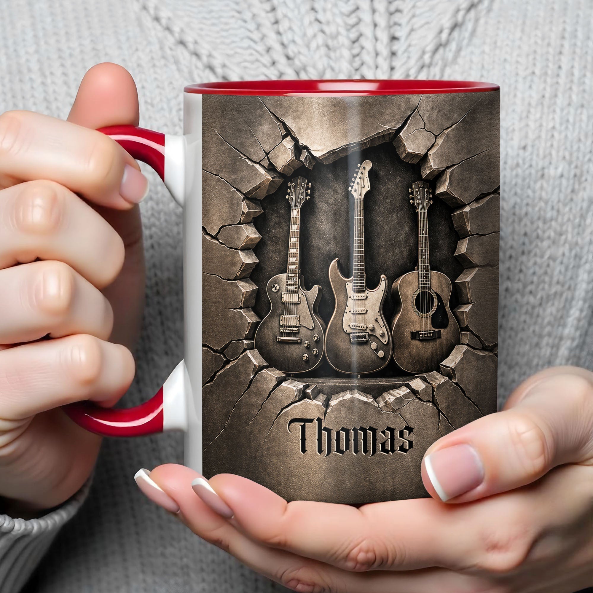 Personalized 3D Guitar Accent Mug Custom Gift for Music Lovers