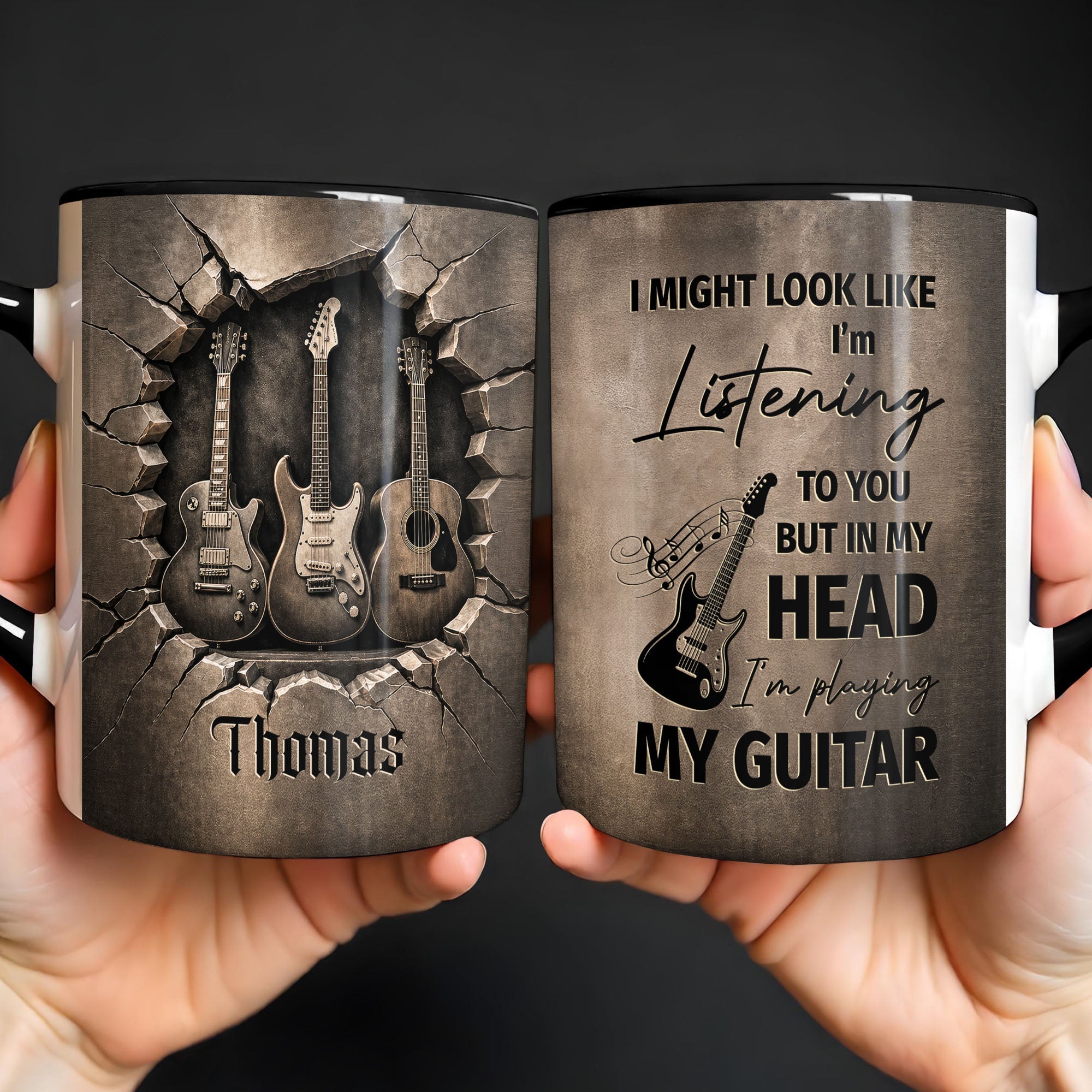 Personalized 3D Guitar Accent Mug Custom Gift for Music Lovers
