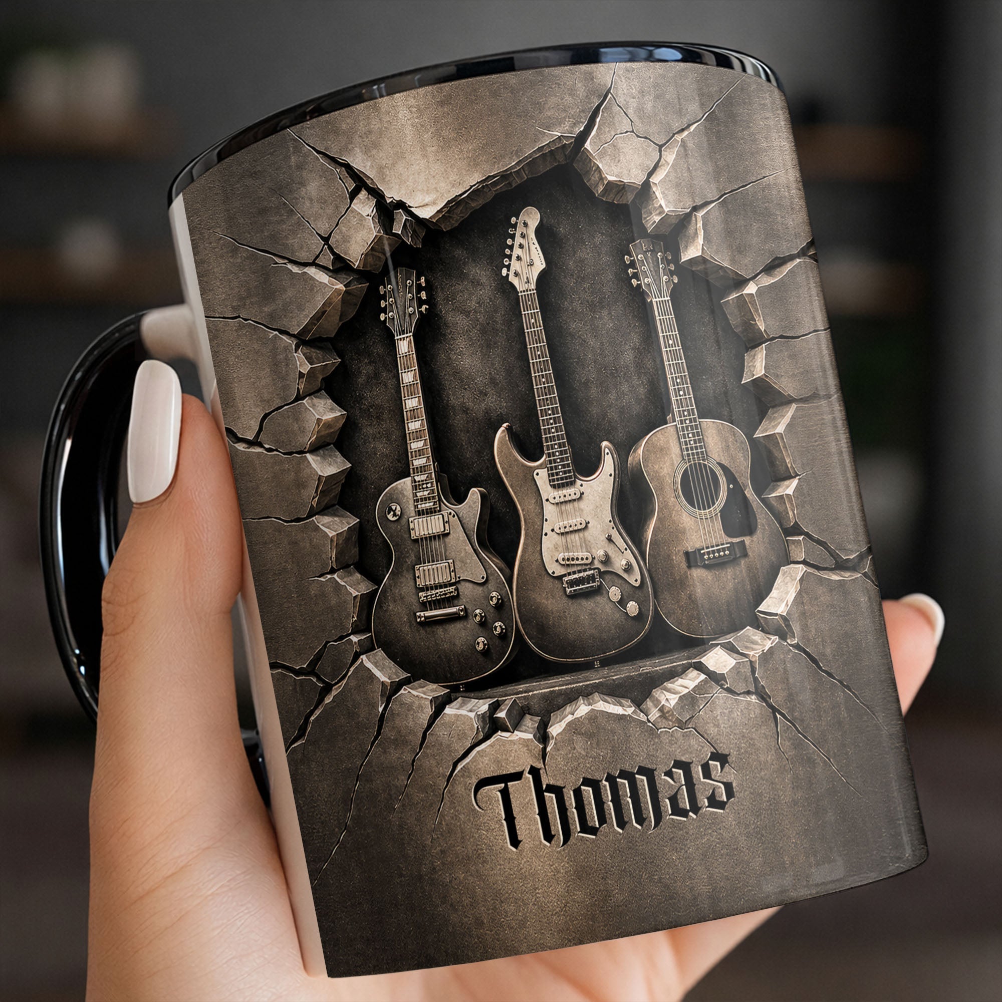 Personalized 3D Guitar Accent Mug Custom Gift for Music Lovers