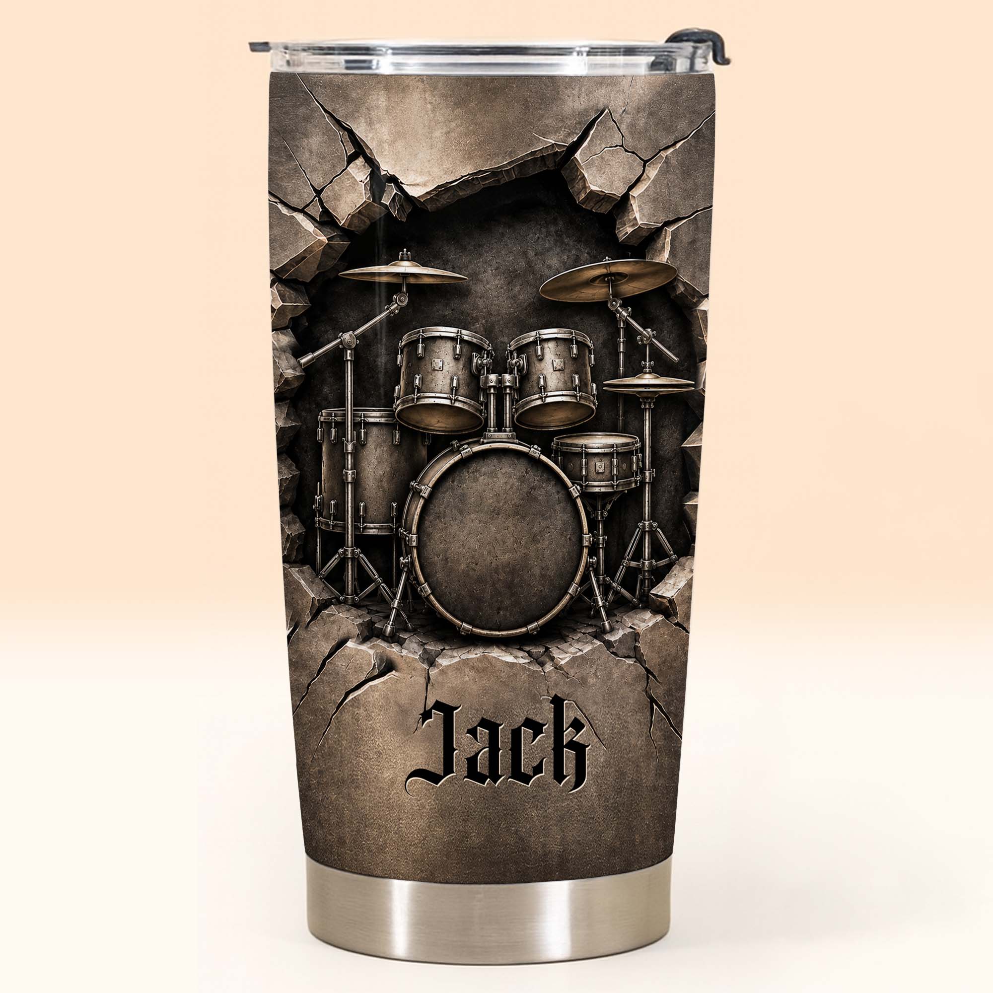 Personalized Drum Kit Stainless Steel Tumbler Custom Gift for Drummer