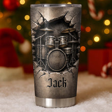 Load image into Gallery viewer, Personalized Drum Kit Stainless Steel Tumbler Custom Gift for Drummer
