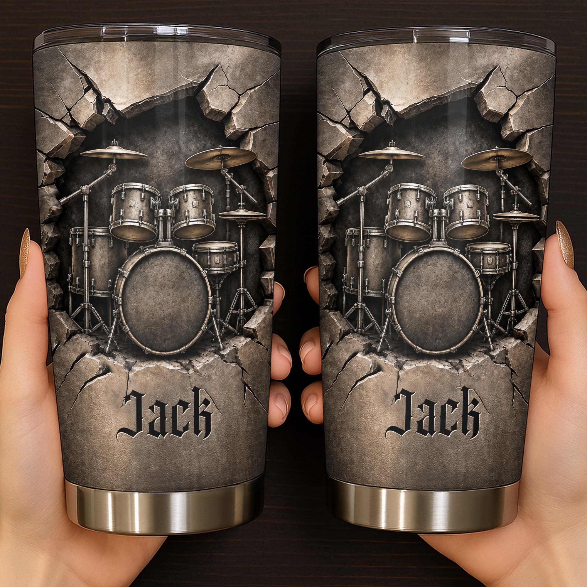 Personalized Drum Kit Stainless Steel Tumbler Custom Gift for Drummer
