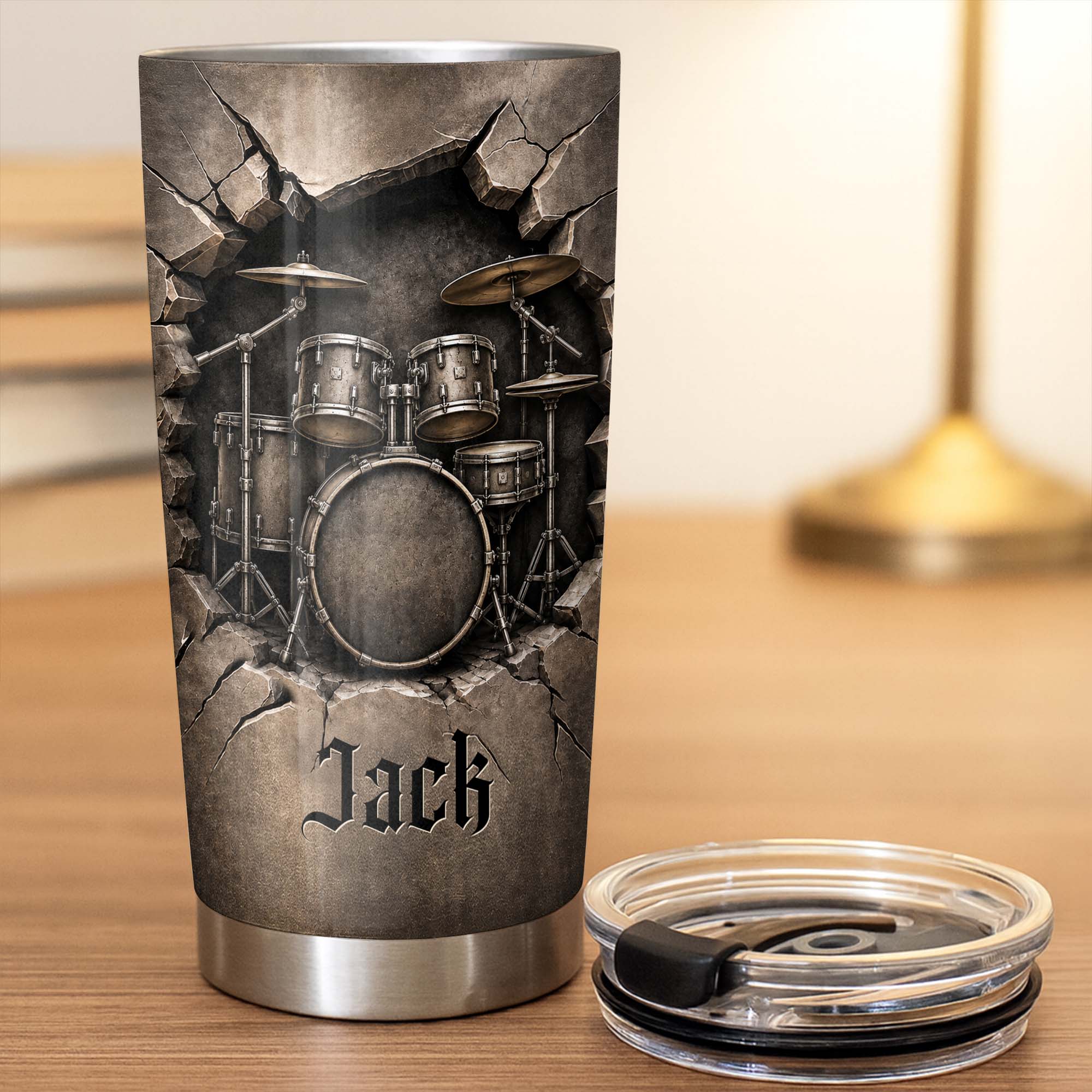 Personalized Drum Kit Stainless Steel Tumbler Custom Gift for Drummer