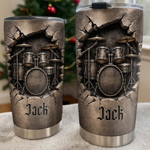 Load image into Gallery viewer, Personalized Drum Kit Stainless Steel Tumbler Custom Gift for Drummer
