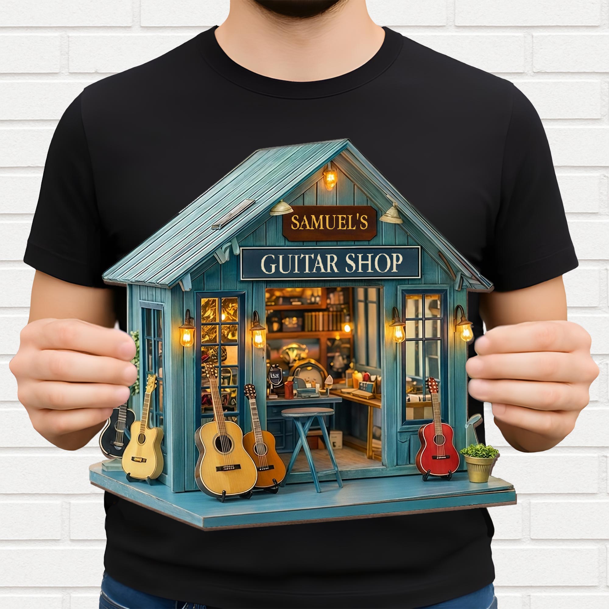 Personalized Wide Birch Wood Sign for Guitar Lovers - Custom Studio Decor