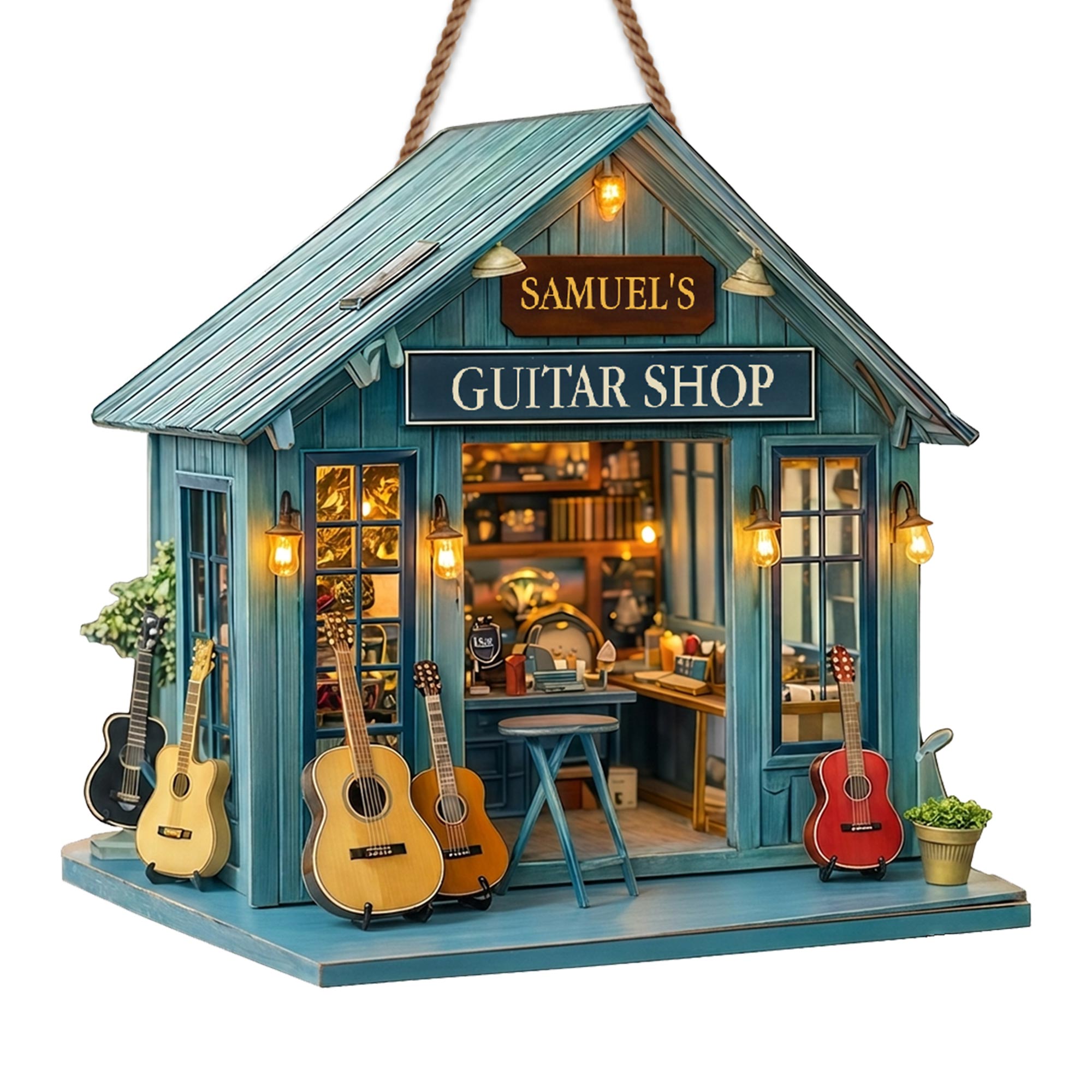 Personalized Wide Birch Wood Sign for Guitar Lovers - Custom Studio Decor