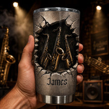 Load image into Gallery viewer, Personalized Music Lover Tumbler with Saxophones Custom Name Gift for Dad
