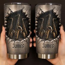 Load image into Gallery viewer, Personalized Music Lover Tumbler with Saxophones Custom Name Gift for Dad
