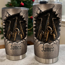 Load image into Gallery viewer, Personalized Music Lover Tumbler with Saxophones Custom Name Gift for Dad
