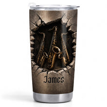 Load image into Gallery viewer, Personalized Music Lover Tumbler with Saxophones Custom Name Gift for Dad
