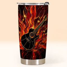 Load image into Gallery viewer, Personalized Music Lover Tumbler Custom Flaming Guitar 20oz

