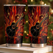 Load image into Gallery viewer, Personalized Music Lover Tumbler Custom Flaming Guitar 20oz
