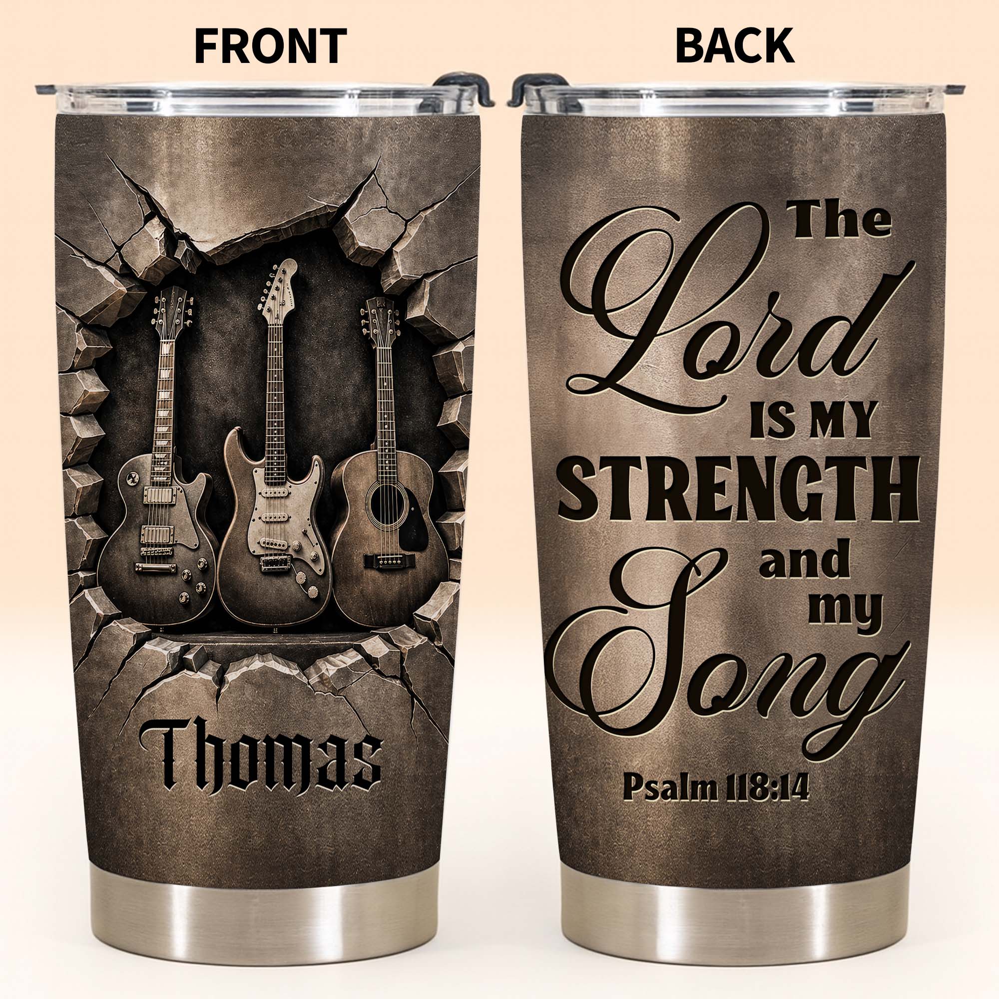 Personalized 20oz Stainless Steel Tumbler Gift for Dad - Christian Music Lovers