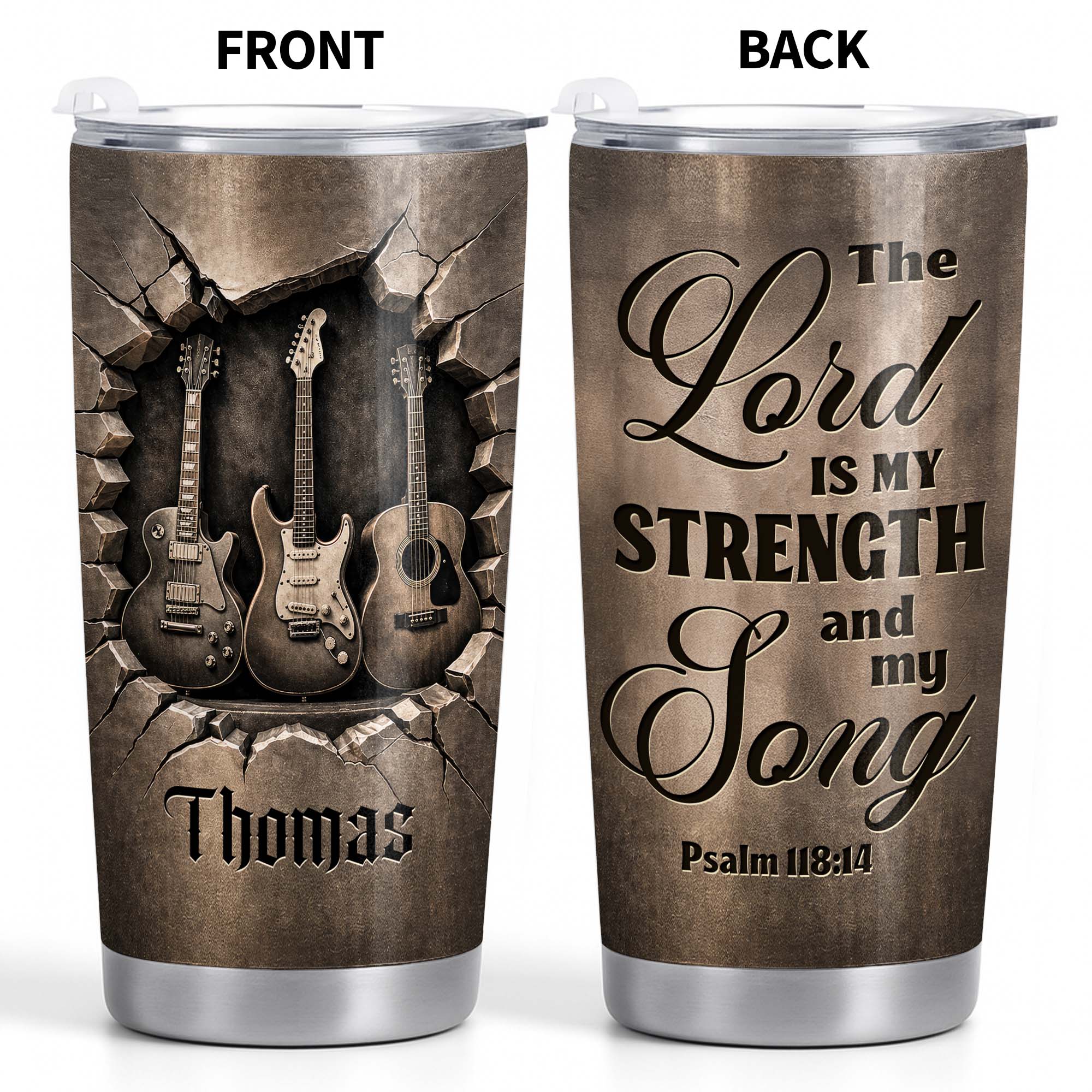 Personalized 20oz Stainless Steel Tumbler Gift for Dad - Christian Music Lovers