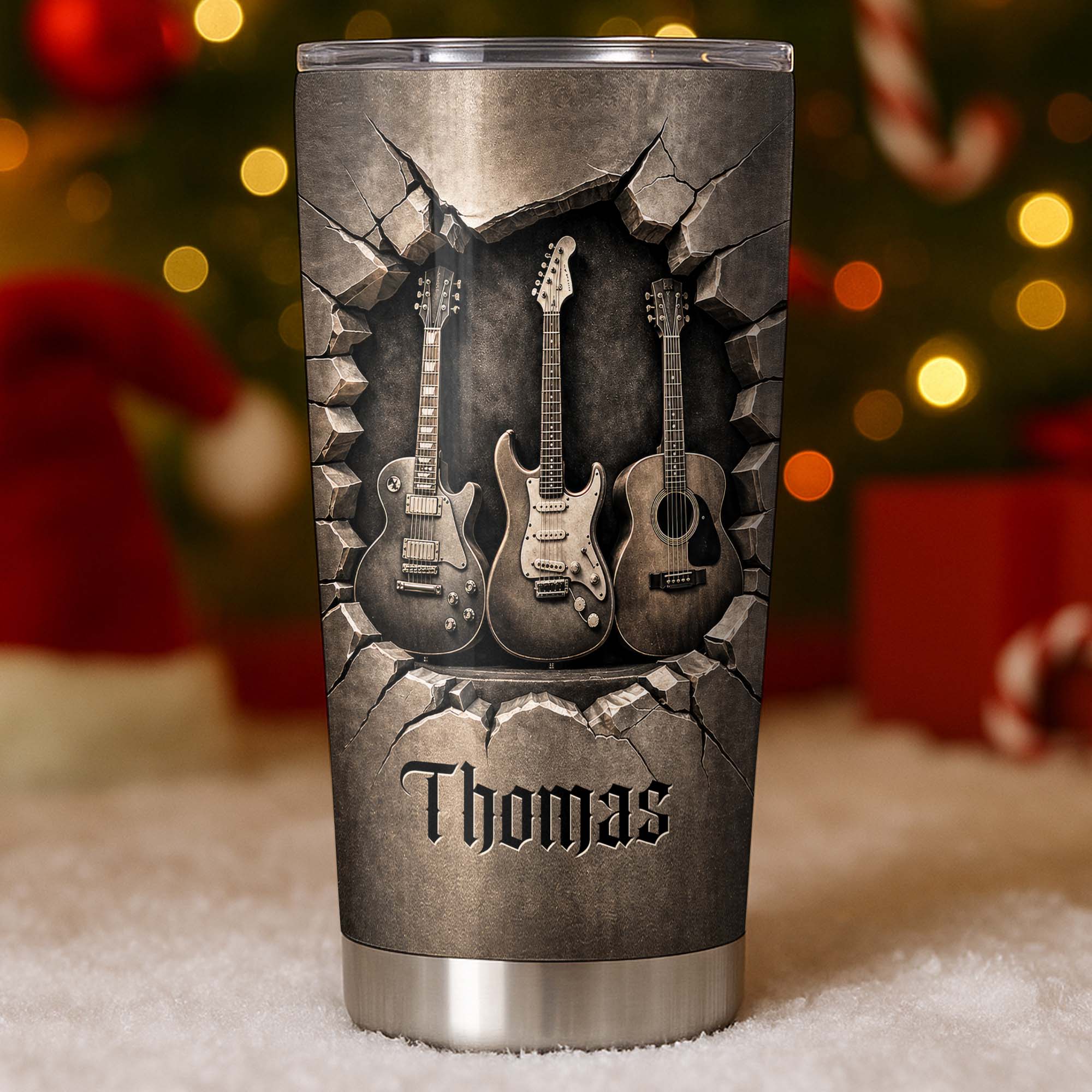 Personalized Acoustic & Electric Guitar Tumbler Custom Name 20oz Gift for Music Lovers