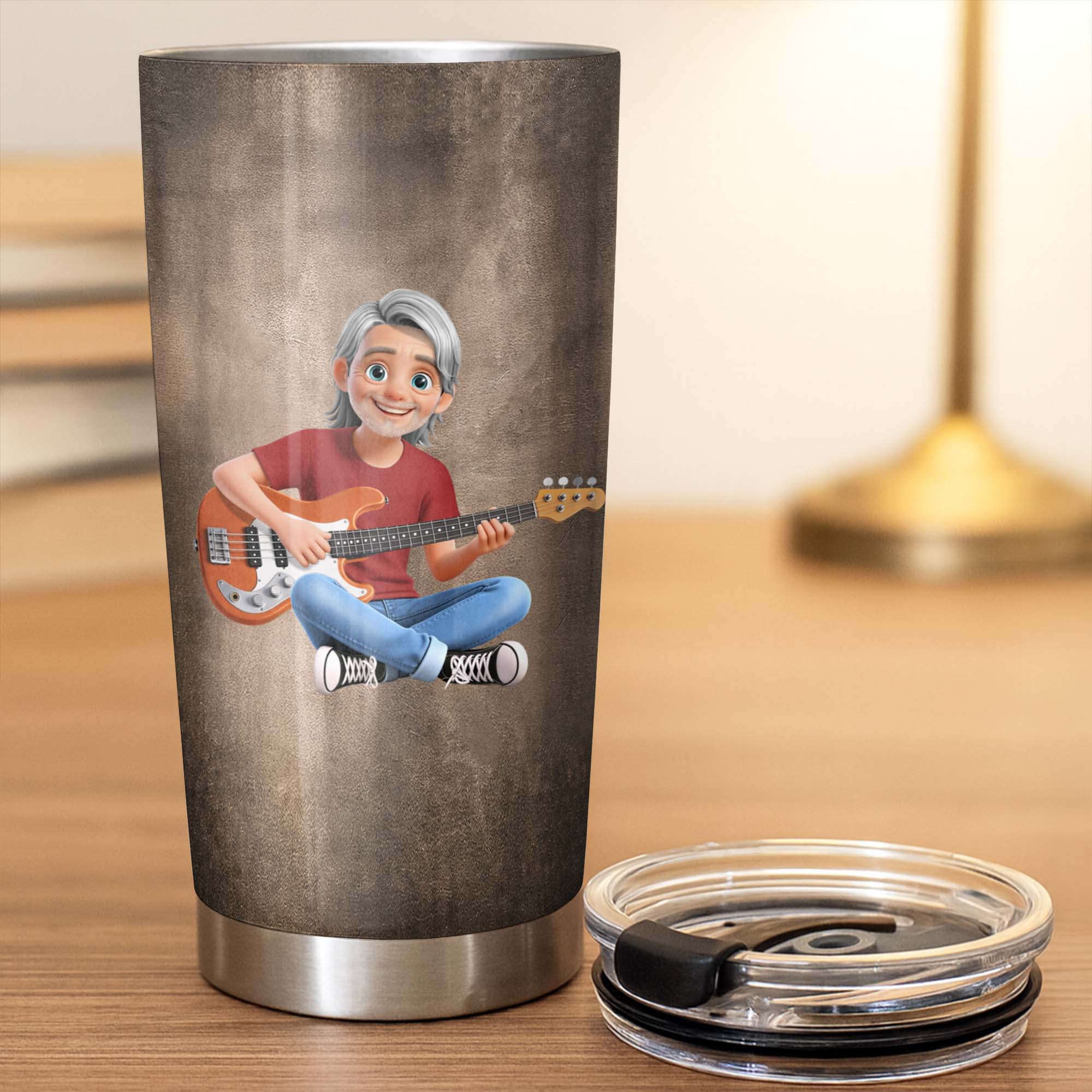 Personalized Acoustic & Electric Guitar Tumbler Custom Name 20oz Gift for Music Lovers