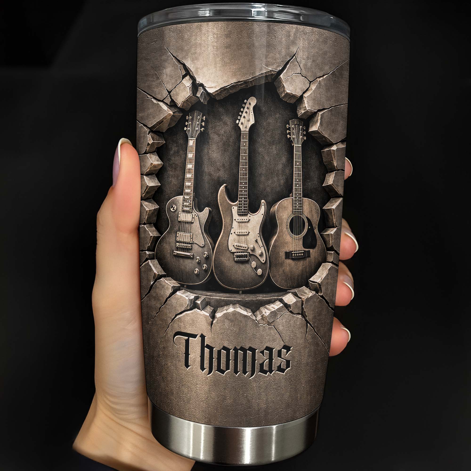 Personalized Acoustic & Electric Guitar Tumbler Custom Name 20oz Gift for Music Lovers
