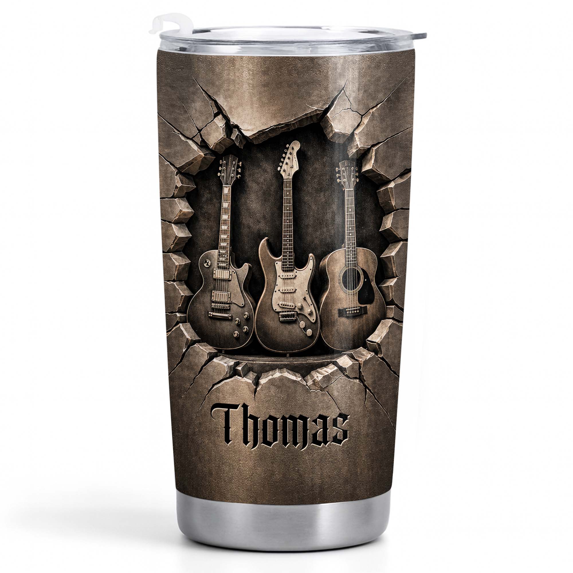 Personalized Acoustic & Electric Guitar Tumbler Custom Name 20oz Gift for Music Lovers