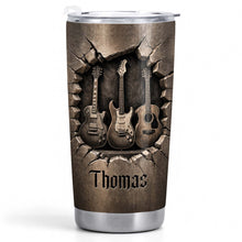 Load image into Gallery viewer, Personalized Acoustic &amp; Electric Guitar Tumbler Custom Name 20oz Gift for Music Lovers
