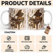 Load image into Gallery viewer, Personalized Leopard Pattern Grand Piano Mug Custom Gift for Music Lovers
