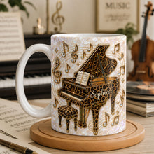 Load image into Gallery viewer, Personalized Leopard Pattern Grand Piano Mug Custom Gift for Music Lovers
