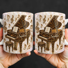 Load image into Gallery viewer, Personalized Leopard Pattern Grand Piano Mug Custom Gift for Music Lovers
